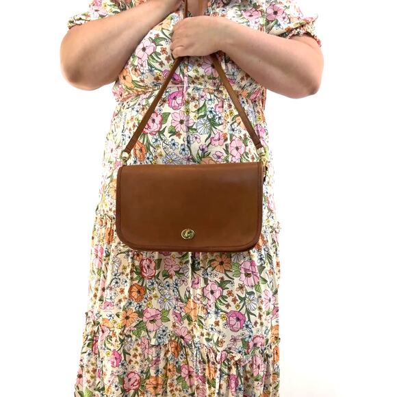 Coach Convertible Clutch 9635 British Tan Leather Shoulder Bag Handbag Purse - Picture 12 of 12